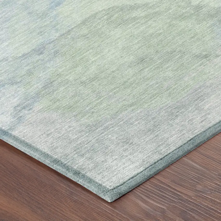 Sky Blue And Mint Green Abstract Washable Indoor Outdoor Area Rug Photo 8