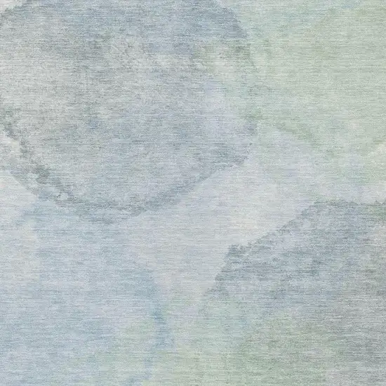 Sky Blue And Mint Green Abstract Washable Indoor Outdoor Area Rug Photo 2