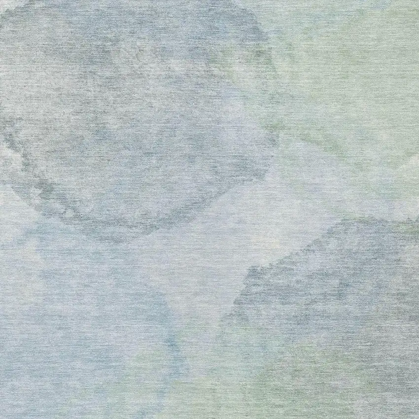 Sky Blue And Mint Green Abstract Washable Indoor Outdoor Area Rug Photo 2
