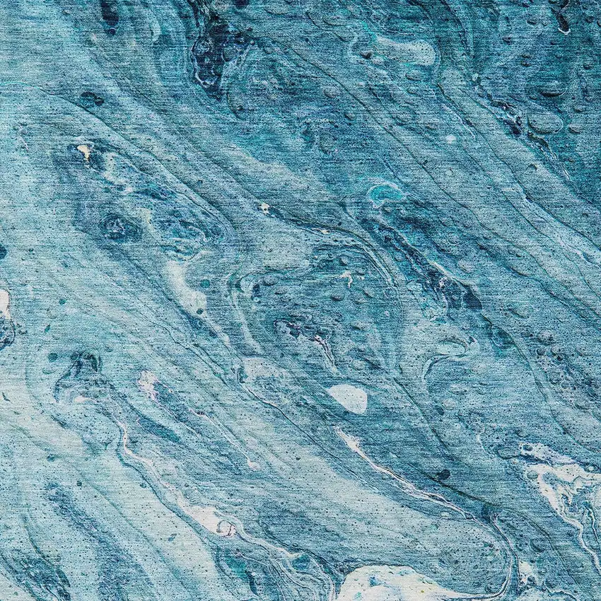 Sky Blue And Navy Blue Abstract Washable Indoor Outdoor Area Rug Photo 5