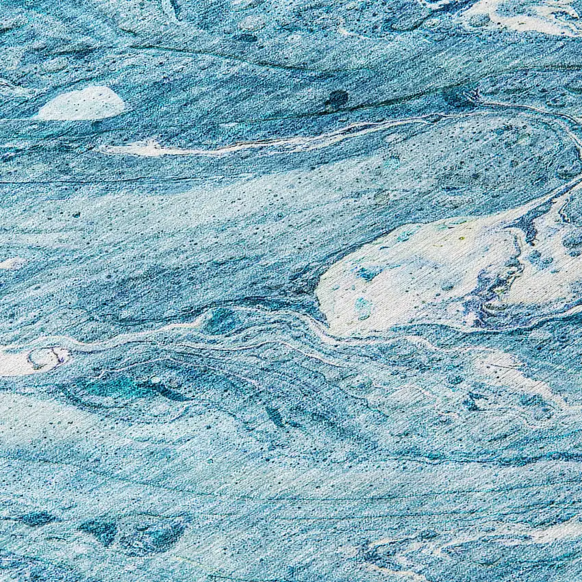 Sky Blue And Navy Blue Abstract Washable Indoor Outdoor Area Rug Photo 9