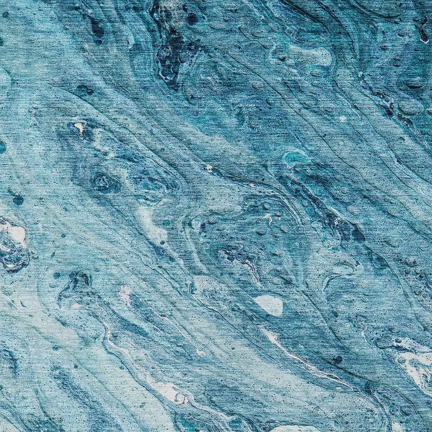 Sky Blue And Navy Blue Abstract Washable Indoor Outdoor Area Rug Photo 4