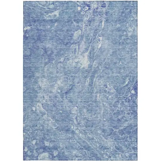 Sky Blue And Navy Blue Abstract Washable Indoor Outdoor Area Rug Photo 7