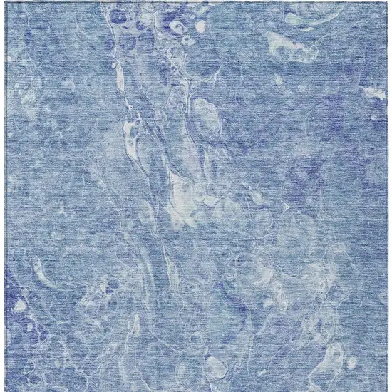 Sky Blue And Navy Blue Abstract Washable Indoor Outdoor Area Rug Photo 7