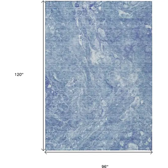 Sky Blue And Navy Blue Abstract Washable Indoor Outdoor Area Rug Photo 3