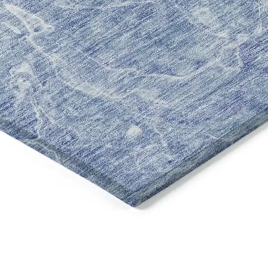 Sky Blue And Navy Blue Abstract Washable Indoor Outdoor Area Rug Photo 5