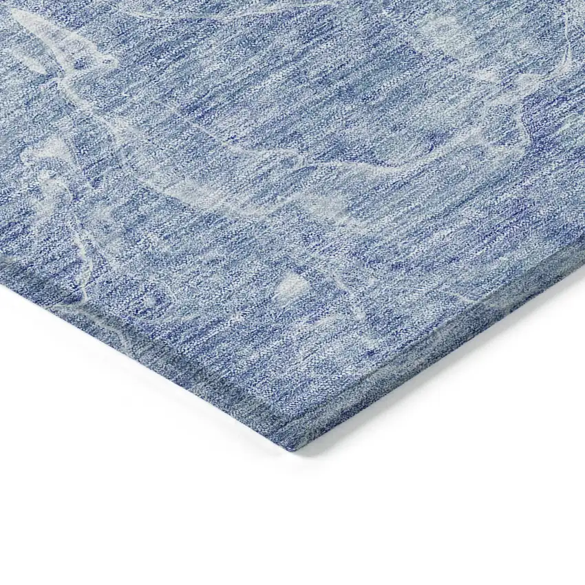 Sky Blue And Navy Blue Abstract Washable Indoor Outdoor Area Rug Photo 5