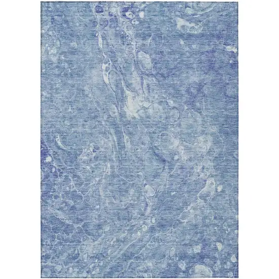 Sky Blue And Navy Blue Abstract Washable Indoor Outdoor Area Rug Photo 2