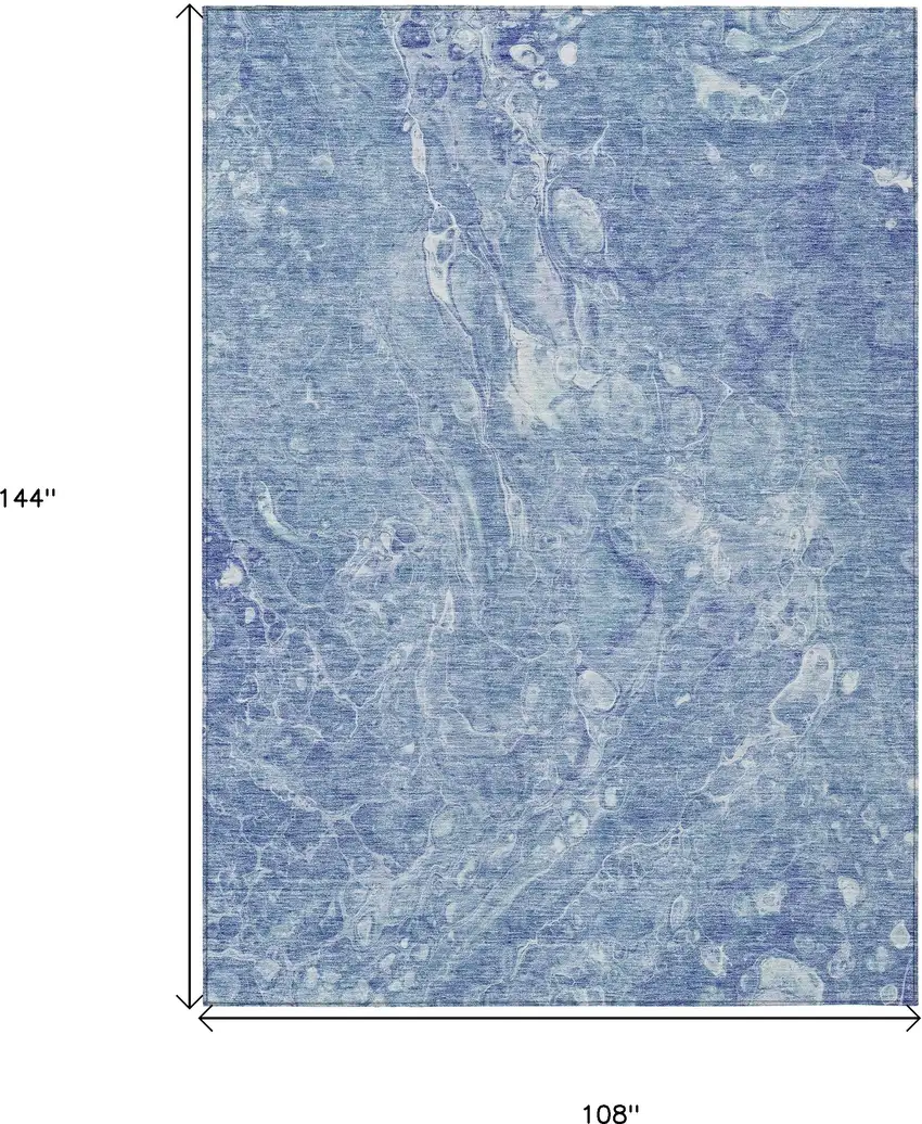 Sky Blue And Navy Blue Abstract Washable Indoor Outdoor Area Rug Photo 3