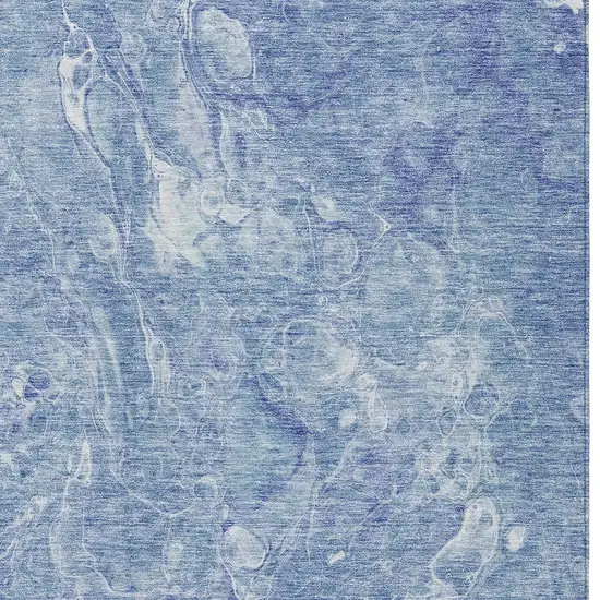 Sky Blue And Navy Blue Abstract Washable Indoor Outdoor Area Rug Photo 6