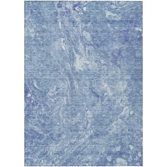 Sky Blue And Navy Blue Abstract Washable Indoor Outdoor Area Rug Photo 2