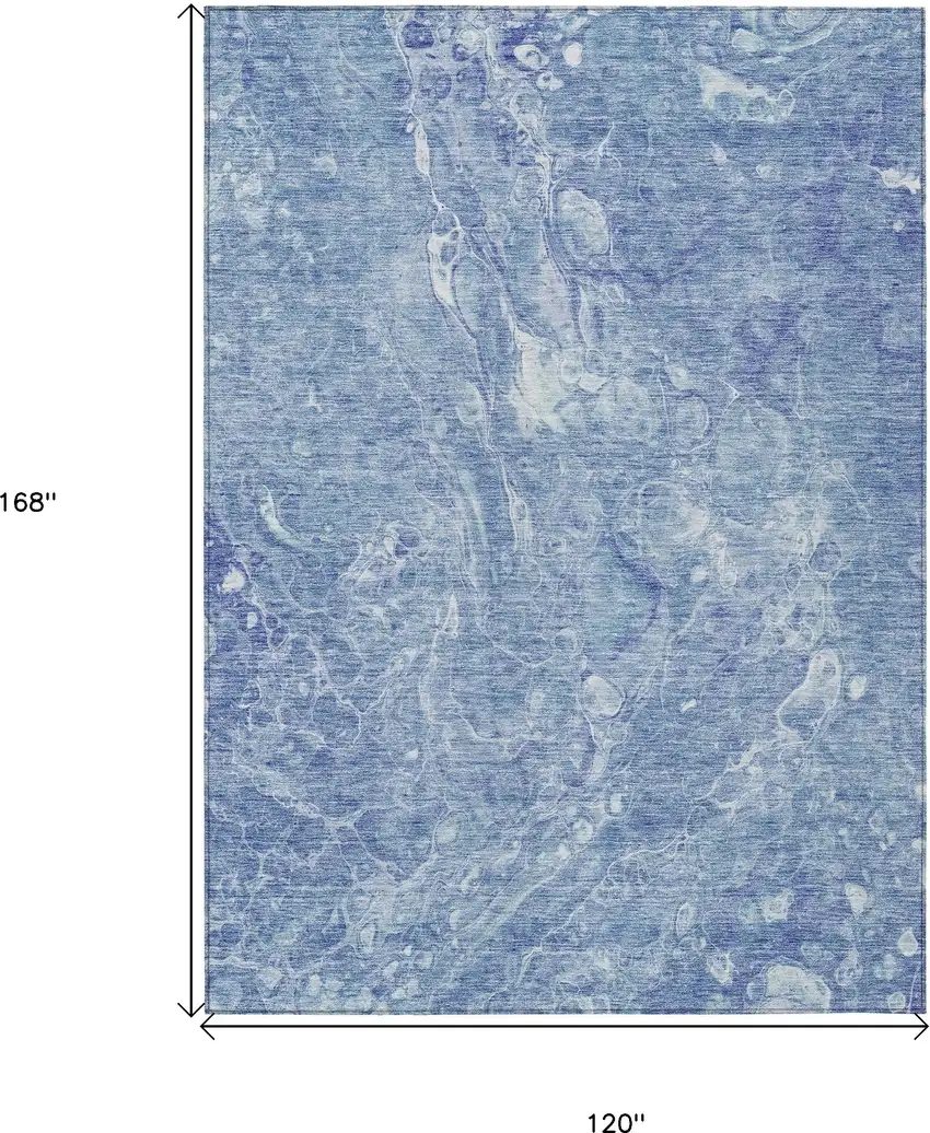 Sky Blue And Navy Blue Abstract Washable Indoor Outdoor Area Rug Photo 3