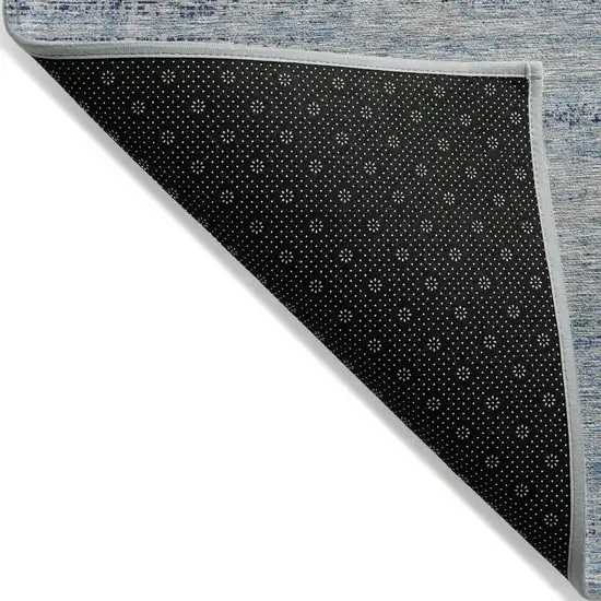 Sky Blue And Navy Blue Abstract Washable Indoor Outdoor Area Rug Photo 2