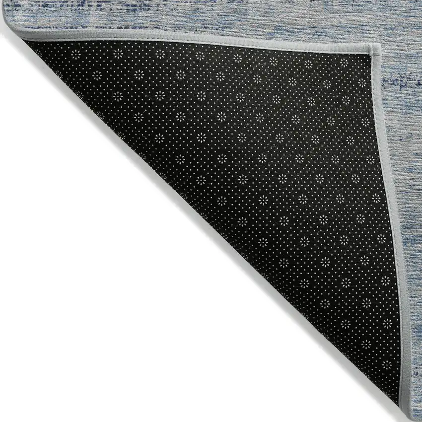 Sky Blue And Navy Blue Abstract Washable Indoor Outdoor Area Rug Photo 2