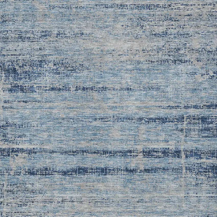 Sky Blue And Navy Blue Abstract Washable Indoor Outdoor Area Rug Photo 6