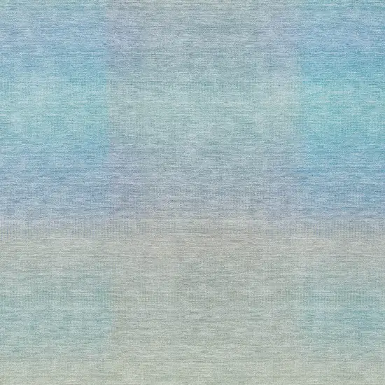 Sky Blue And Peach Abstract Washable Indoor Outdoor Area Rug Photo 9