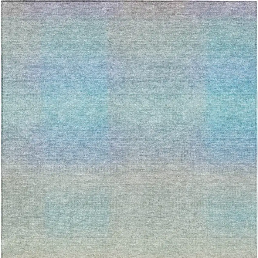 Sky Blue And Peach Abstract Washable Indoor Outdoor Area Rug Photo 6