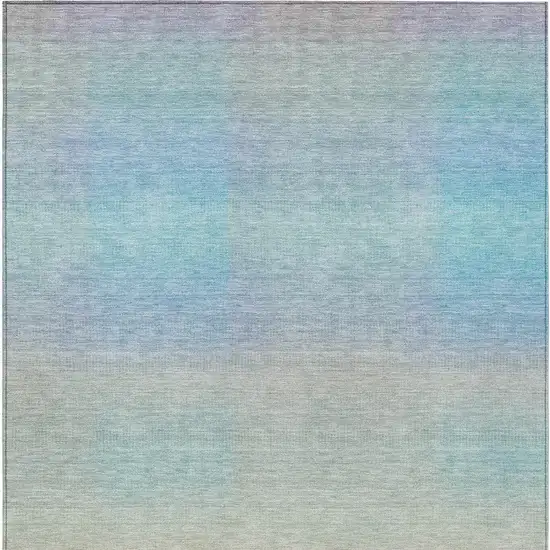 Sky Blue And Peach Abstract Washable Indoor Outdoor Area Rug Photo 4