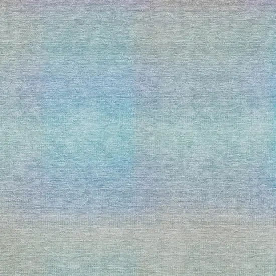 Sky Blue And Peach Abstract Washable Indoor Outdoor Area Rug Photo 3