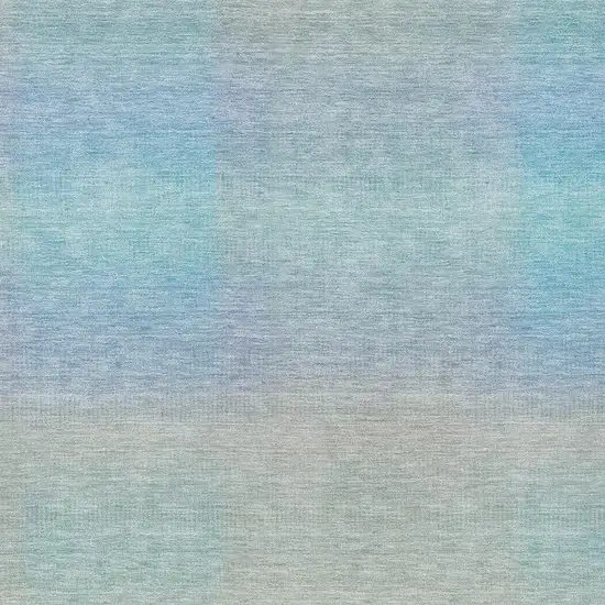 Sky Blue And Peach Abstract Washable Indoor Outdoor Area Rug Photo 3