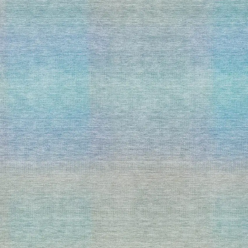 Sky Blue And Peach Abstract Washable Indoor Outdoor Area Rug Photo 3