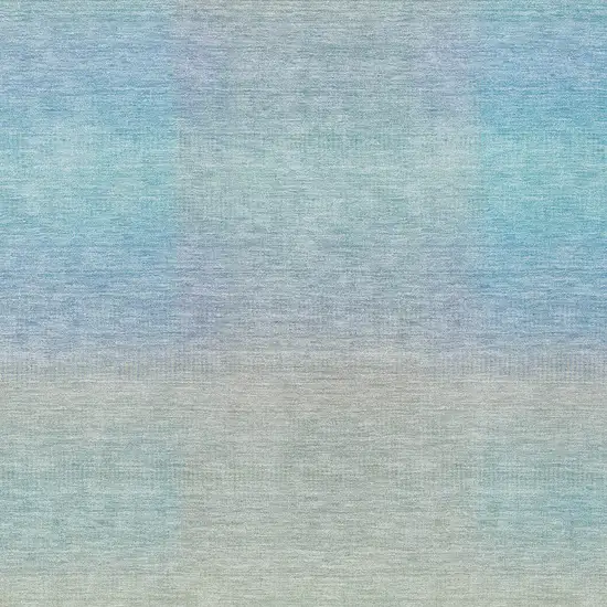 Sky Blue And Peach Abstract Washable Indoor Outdoor Area Rug Photo 6
