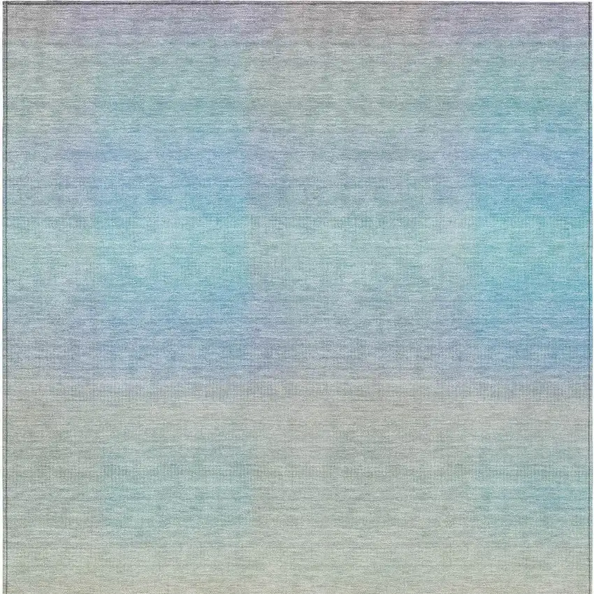 Sky Blue And Peach Abstract Washable Indoor Outdoor Area Rug Photo 4