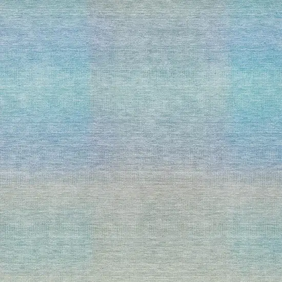 Sky Blue And Peach Abstract Washable Indoor Outdoor Area Rug Photo 3