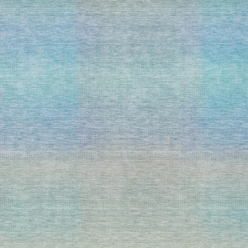 Sky Blue And Peach Abstract Washable Indoor Outdoor Area Rug Photo 3