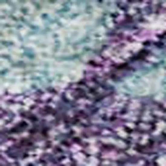 Sky Blue And Purple Abstract Washable Area Rug With UV Protection Photo 2