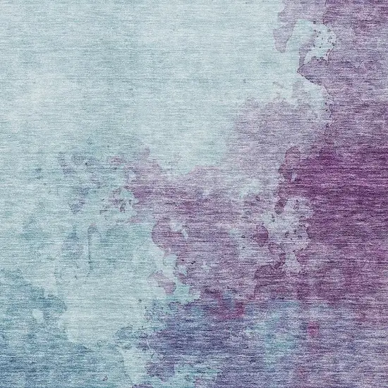Sky Blue And Purple Abstract Washable Area Rug With UV Protection Photo 3