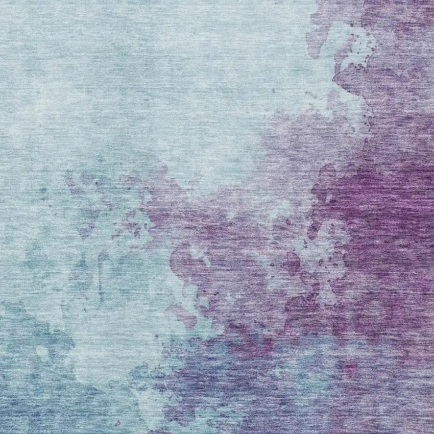 Sky Blue And Purple Abstract Washable Area Rug With UV Protection Photo 3