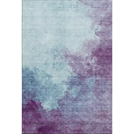 Sky Blue And Purple Abstract Washable Area Rug With UV Protection Photo 6