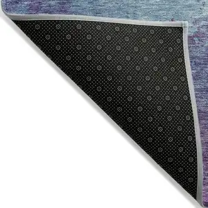 Photo of Sky Blue And Purple Abstract Washable Indoor Outdoor Area Rug