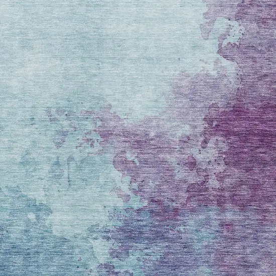 Sky Blue And Purple Abstract Washable Indoor Outdoor Area Rug Photo 5