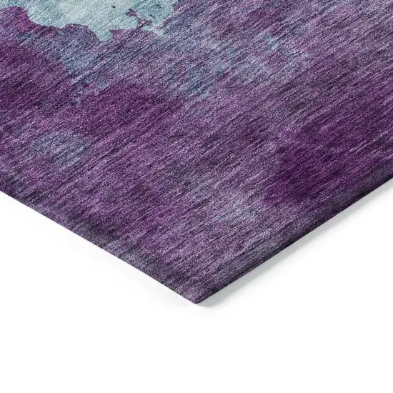Sky Blue And Purple Abstract Washable Indoor Outdoor Area Rug Photo 4