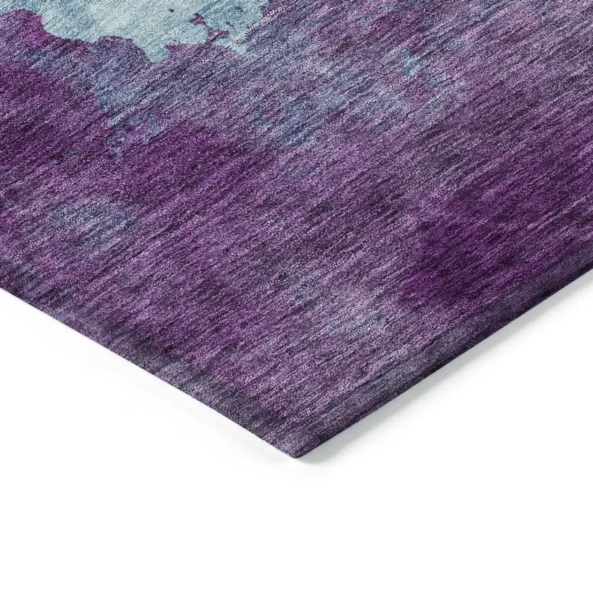 Sky Blue And Purple Abstract Washable Indoor Outdoor Area Rug Photo 4
