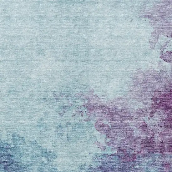 Sky Blue And Purple Abstract Washable Indoor Outdoor Area Rug Photo 5
