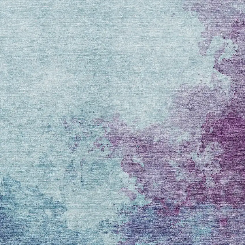 Sky Blue And Purple Abstract Washable Indoor Outdoor Area Rug Photo 5