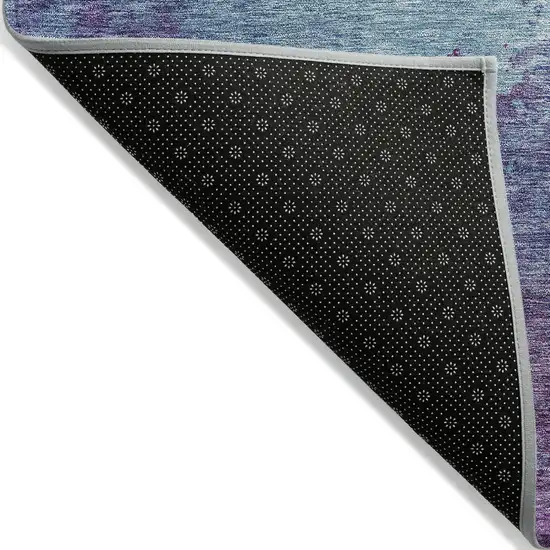 Sky Blue And Purple Abstract Washable Indoor Outdoor Area Rug Photo 3
