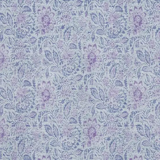 Sky Blue And Purple Floral Washable Area Rug With UV Protection Photo 2