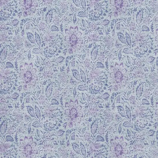 Sky Blue And Purple Floral Washable Area Rug With UV Protection Photo 2