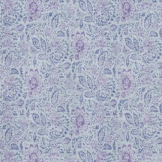 Sky Blue And Purple Floral Washable Area Rug With UV Protection Photo 2