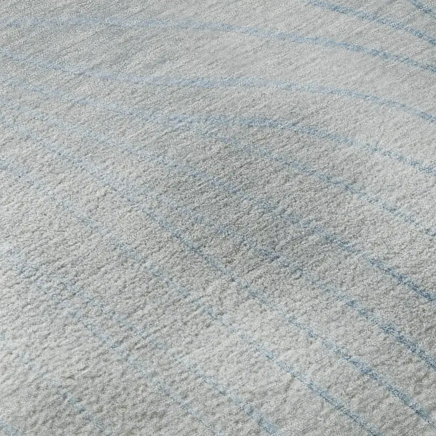 Sky Blue And Silver Abstract Washable Area Rug With UV Protection Photo 8