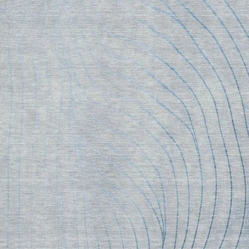 Sky Blue And Silver Abstract Washable Area Rug With UV Protection Photo 3