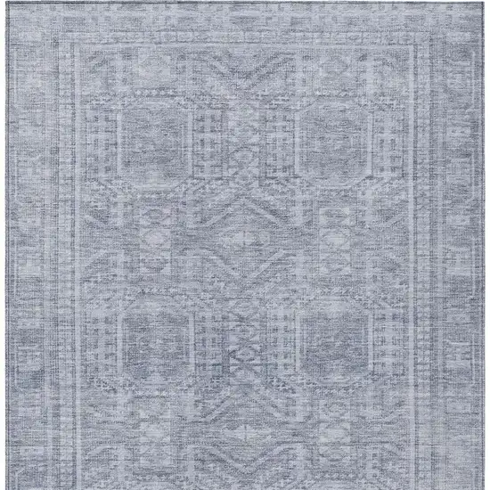 Sky Blue And Silver Geometric Washable Indoor Outdoor Area Rug Photo 7