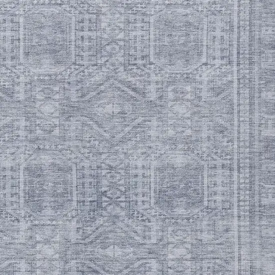 Sky Blue And Silver Geometric Washable Indoor Outdoor Area Rug Photo 6
