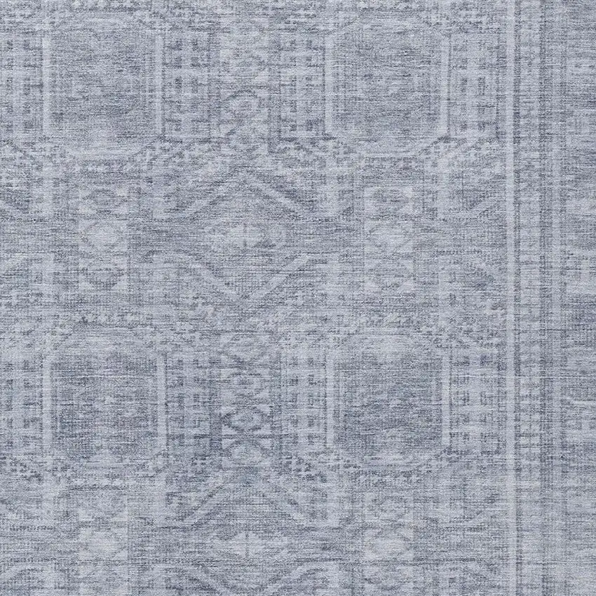 Sky Blue And Silver Geometric Washable Indoor Outdoor Area Rug Photo 6
