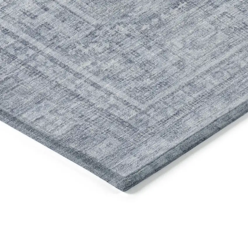 Sky Blue And Silver Geometric Washable Indoor Outdoor Area Rug Photo 9