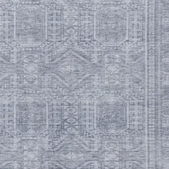 Sky Blue And Silver Geometric Washable Indoor Outdoor Area Rug Photo 3